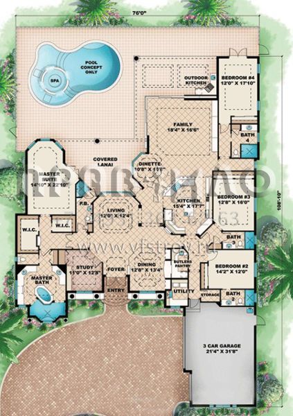Проект одноэтажного дома с гаражом на три и более машин в современном стиле S5-370 (1018-00110)