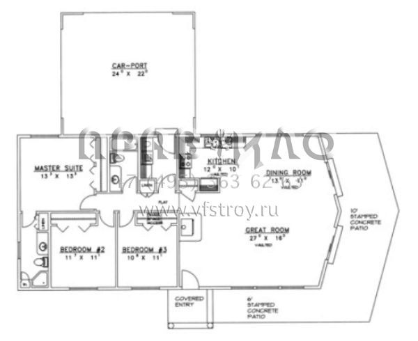 Проект одноэтажного дома с гаражом на две машины в стиле Шале S5-146 (039-00279)