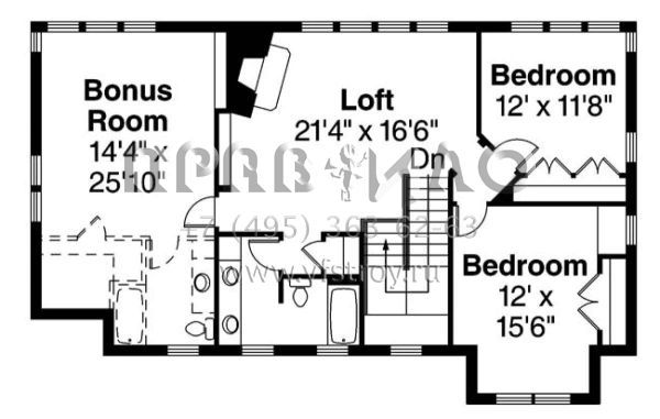 Проект двухэтажного дома с гаражом на три и более машин в американском стиле S5-247 (035-00592)