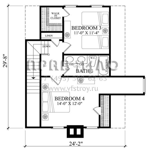 Проект двухэтажного дома с гаражом на две машины в стиле Ранчо S5-183 (7922-00235)
