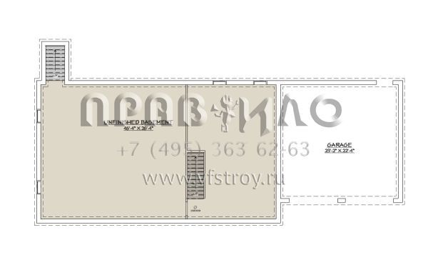 Проект двухэтажного дома с гаражом на две машины в стиле Ранчо S5-247 (740-00002)