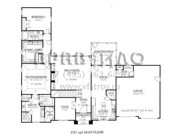 Проект одноэтажного дома с гаражом на три и более машин в стиле Ранчо S5-332 (286-00010)