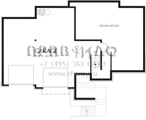 Проект двухэтажного дома с гаражом на две машины в стиле Ранчо S5-206 (2559-00374)