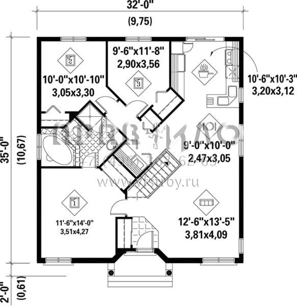 Проект одноэтажного дома без гаража в современном стиле S5-103 (6146-00186)