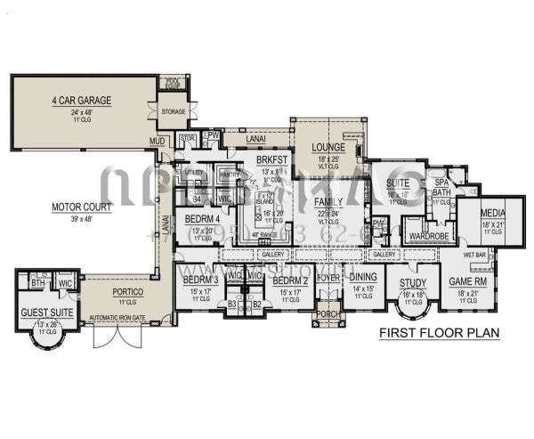 Проект одноэтажного дома с гаражом на три и более машин в английском стиле S5-571 (5445-00500)