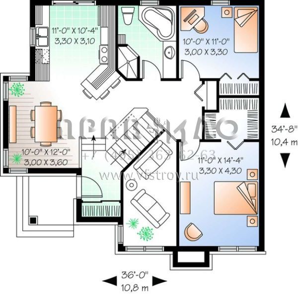 Проект одноэтажного дома без гаража в английском стиле S5-184 (034-00703)
