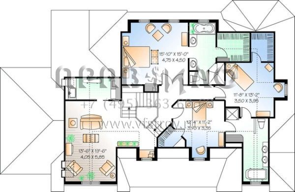 Проект двухэтажного дома с гаражом на две машины в стиле Ранчо S5-285 (034-00733)