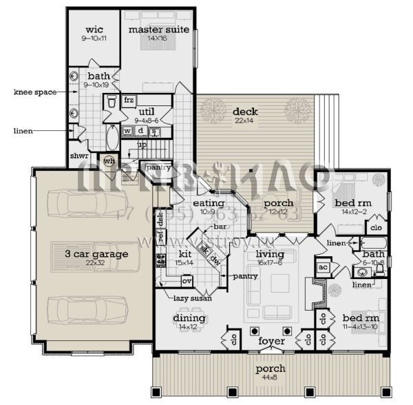 Проект одноэтажного дома с гаражом на три и более машин в современном стиле S5-179 (048-00278)