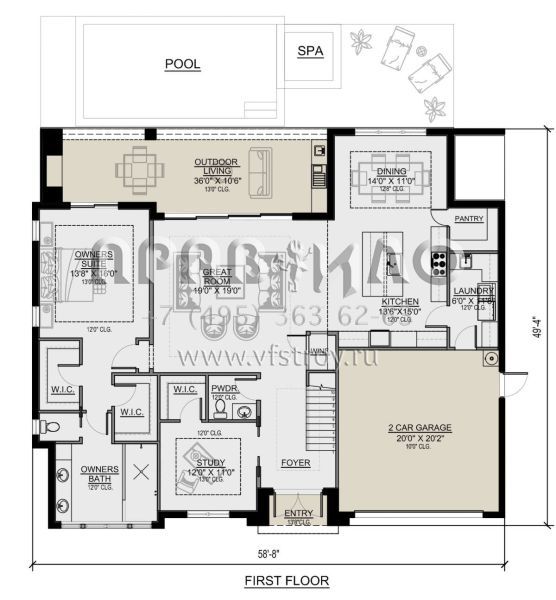 Проект двухэтажного дома с гаражом на две машины в современном стиле S5-260 (5565-00060)