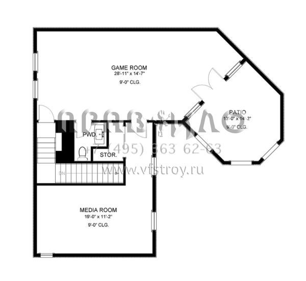 Проект двухэтажного дома с гаражом на три и более машин в прибрежном стиле S5-681 (9940-00002)
