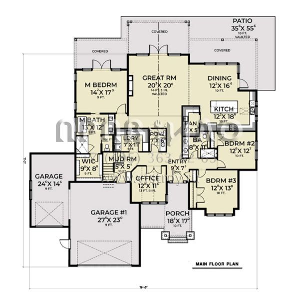 Проект двухэтажного дома с гаражом на три и более машин в американском стиле S5-283 (2464-00116)