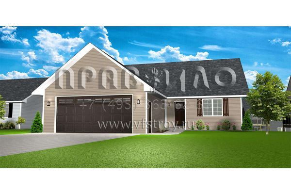 Проект одноэтажного дома с гаражом на две машины в стиле Ранчо S5-111 (5678-00017)