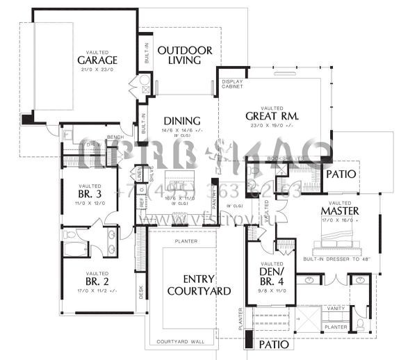 Проект одноэтажного дома с гаражом на две машины в современном стиле S5-233 (2559-00697)