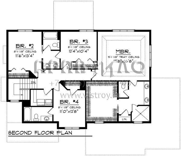 Проект двухэтажного дома с гаражом на три и более машин в стиле Райт S5-255 (1020-00154)