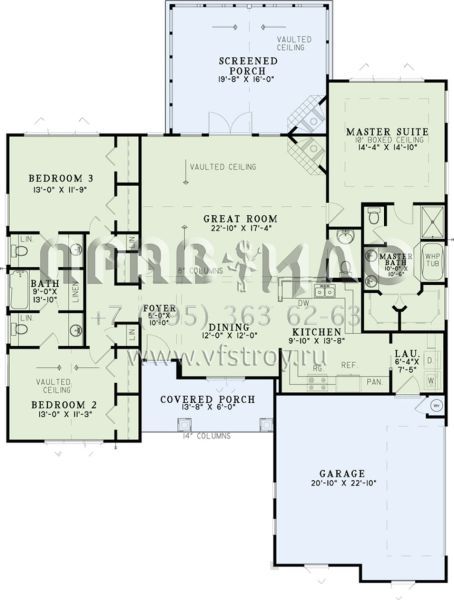 Проект одноэтажного дома с гаражом на две машины в американском стиле S5-178 (110-01025)