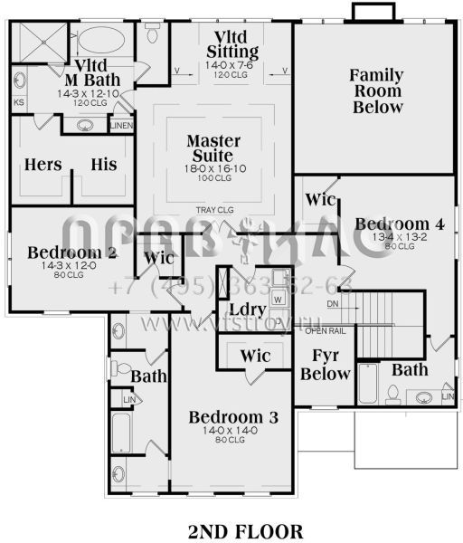 Проект двухэтажного дома с гаражом на три и более машин в стиле Ранчо S5-344 (009-00094)