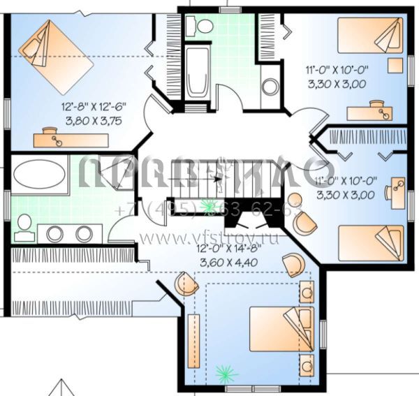 Проект двухэтажного дома с гаражом на одну машину в стиле Ранчо S5-195 (034-00057)