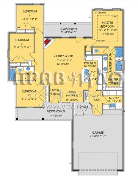 Проект одноэтажного дома с гаражом на две машины в стиле Ранчо S5-152 (9279-00050)