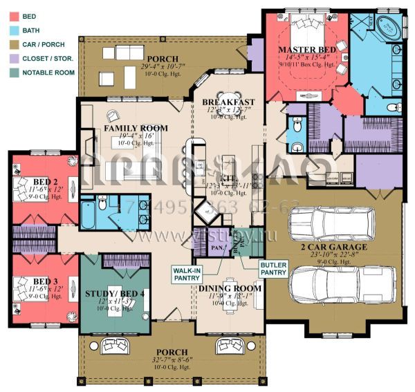 Проект одноэтажного дома с гаражом на две машины в стиле Ранчо S5-232 (1070-00118)