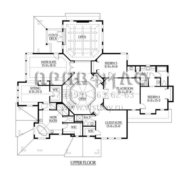 Проект двухэтажного дома с гаражом на три и более машин в американском стиле S5-432 (341-00269)