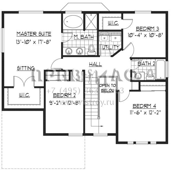 Проект двухэтажного дома с гаражом на две машины в стиле Ранчо S5-192 (9488-00017)