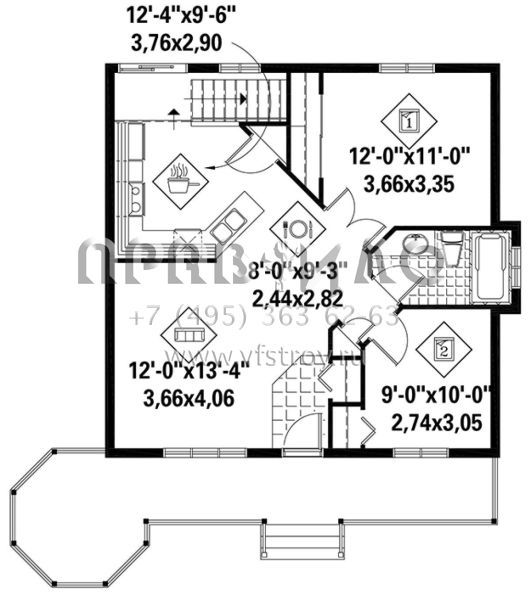 Проект одноэтажного дома без гаража в стиле Ранчо S5-74 (6146-00312)