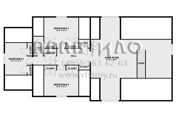 Проект двухэтажного дома с гаражом на три и более машин в американском стиле S5-345 (2802-00142)