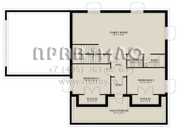 Проект двухэтажного дома с гаражом на две машины в стиле Ранчо S5-306 (2802-00029)
