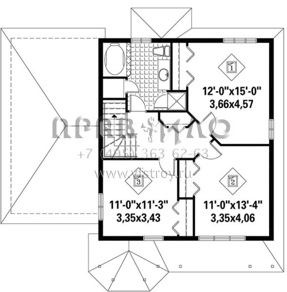 Проект двухэтажного дома с гаражом на одну машину в стиле Ранчо S5-145 (6146-00246)
