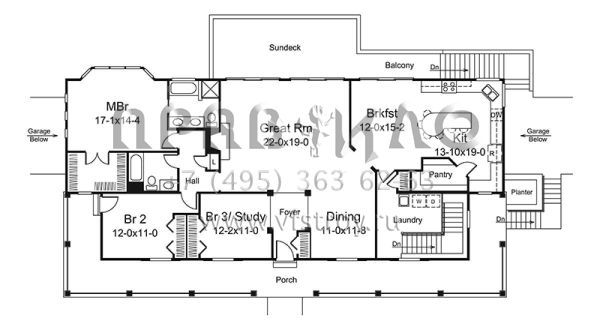 Проект одноэтажного дома с гаражом на три и более машин в стиле Ранчо S5-206 (5633-00307)