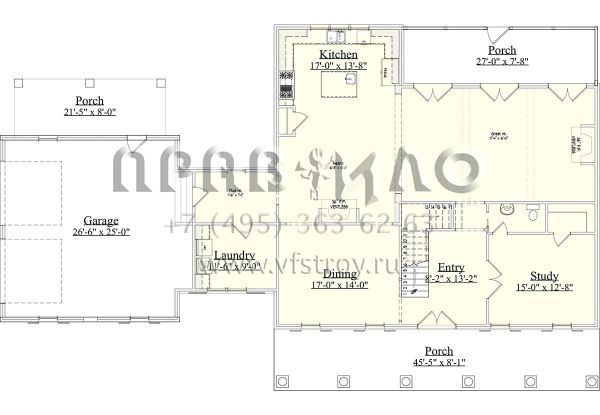 Проект двухэтажного дома с гаражом на две машины в стиле Особняк S5-341 (6939-00014)