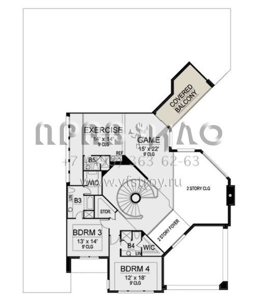 Проект двухэтажного дома с гаражом на три и более машин в современном стиле S5-640 (5445-00461)