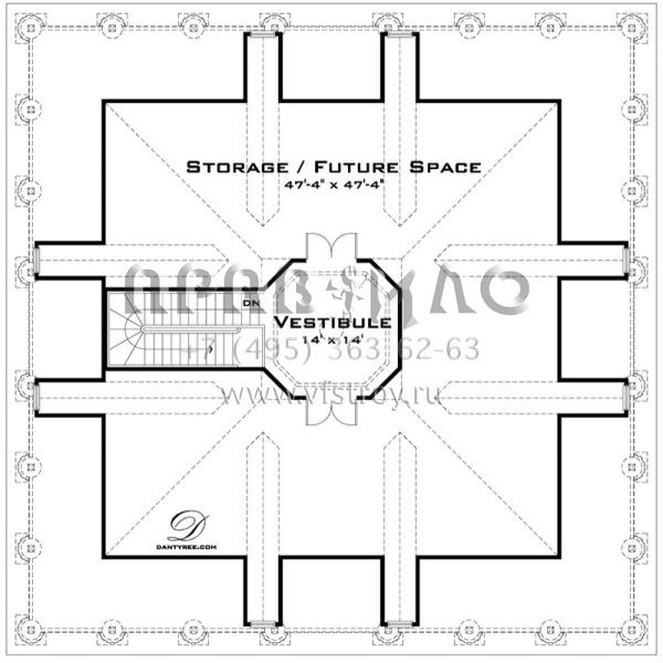 Проект трехэтажного дома без гаража в классическом стиле S5-418 (028-00055)