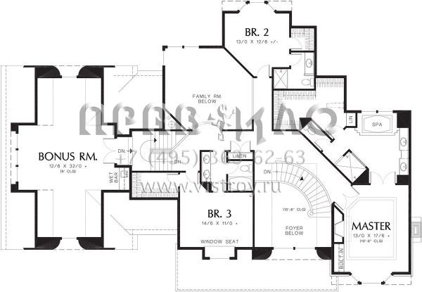 Проект двухэтажного дома с гаражом на три и более машин в стиле Ранчо S5-347 (2559-00503)
