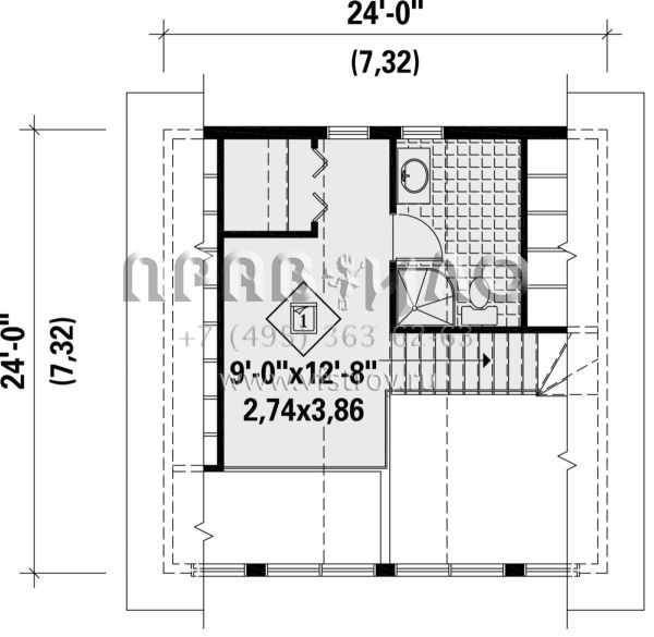 Проект двухэтажного дома без гаража в стиле Ранчо S5-77 (6146-00403)