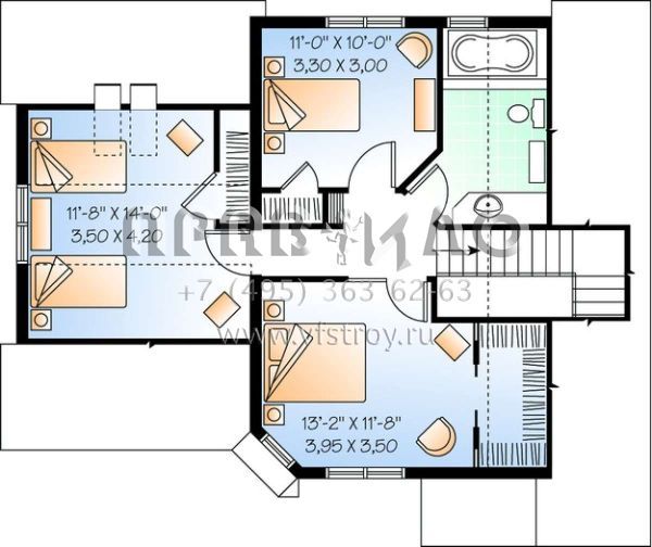 Проект двухэтажного дома с гаражом на одну машину в английском стиле S5-139 (034-00422)