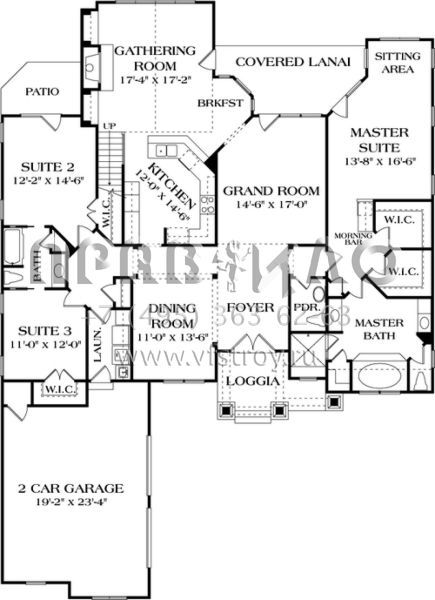 Проект одноэтажного дома с гаражом на две машины в американском стиле S5-231 (3323-00130)