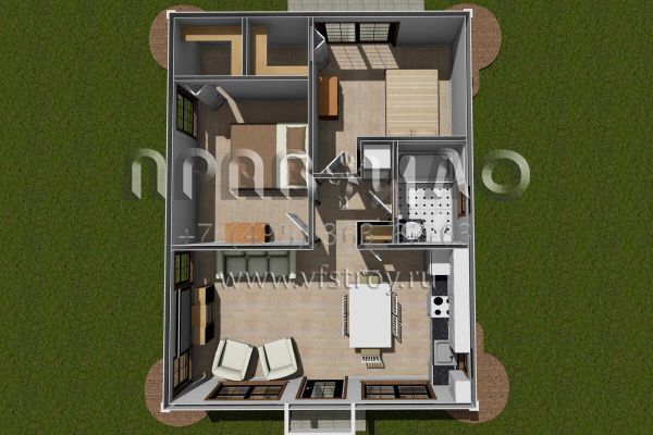Проект одноэтажного дома без гаража в современном стиле S5-58 (4848-00401)