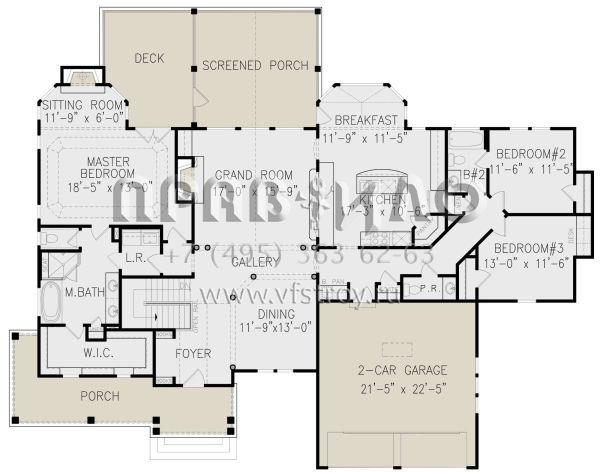 Проект одноэтажного дома с гаражом на две машины в американском стиле S5-214 (699-00151)