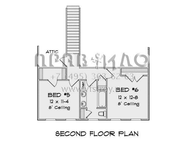Проект двухэтажного дома с гаражом на три и более машин в стиле Ранчо S5-460 (4848-00393)