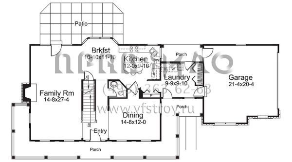Проект двухэтажного дома с гаражом на две машины в стиле Ранчо S5-220 (5633-00232)