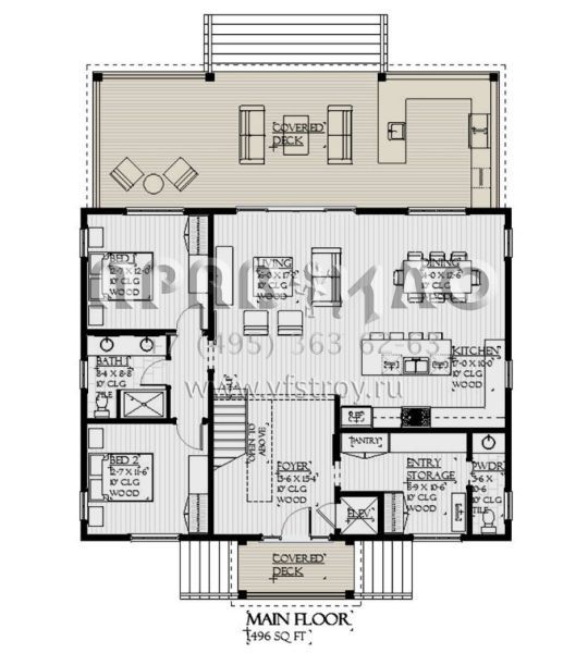 Проект трехэтажного дома без гаража в стиле Ранчо S5-350 (1637-00155)