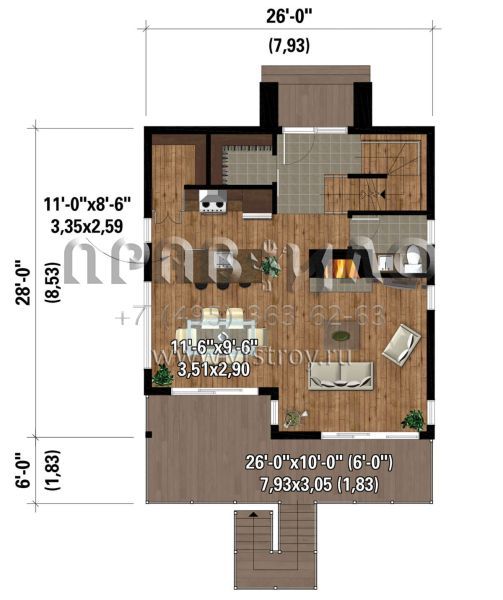 Проект двухэтажного дома без гаража в современном стиле S5-113 (6146-00551)