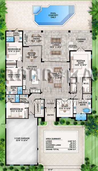 Проект одноэтажного дома с гаражом на три и более машин в прибрежном стиле S5-274 (5565-00043)