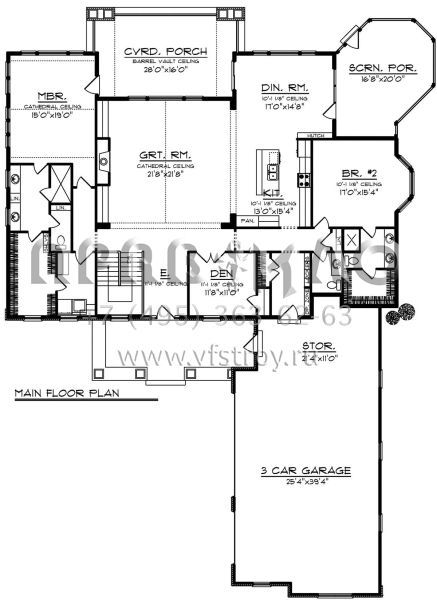 Проект одноэтажного дома с гаражом на три и более машин в американском стиле S5-266 (1020-00179)