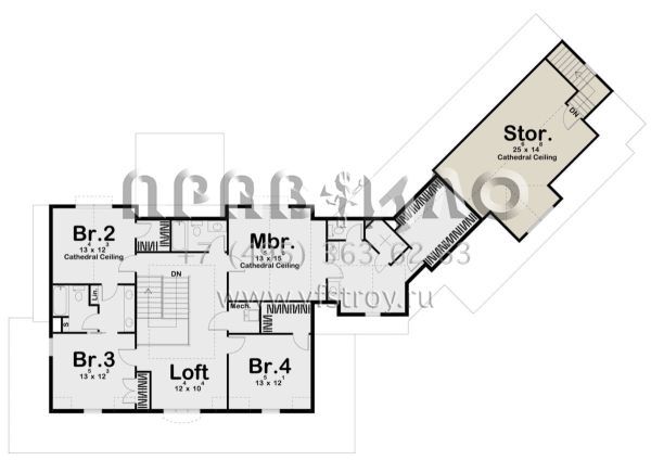 Проект двухэтажного дома с гаражом на три и более машин в современном стиле S5-322 (963-00154)