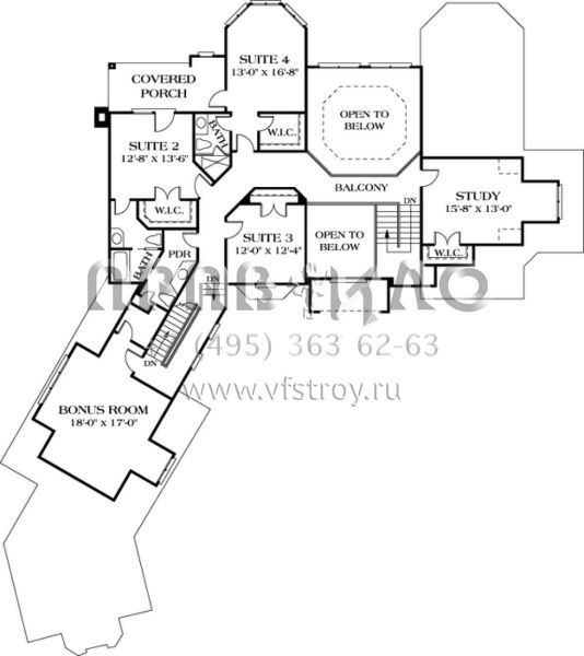 Проект двухэтажного дома с гаражом на три и более машин в стиле Ранчо S5-438 (3323-00452)