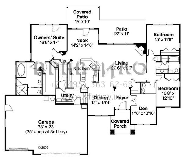 Проект одноэтажного дома с гаражом на три и более машин в английском стиле S5-289 (035-00602)