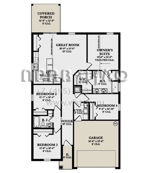 Проект одноэтажного дома с гаражом на две машины в стиле Ранчо S5-152 (3978-00262)