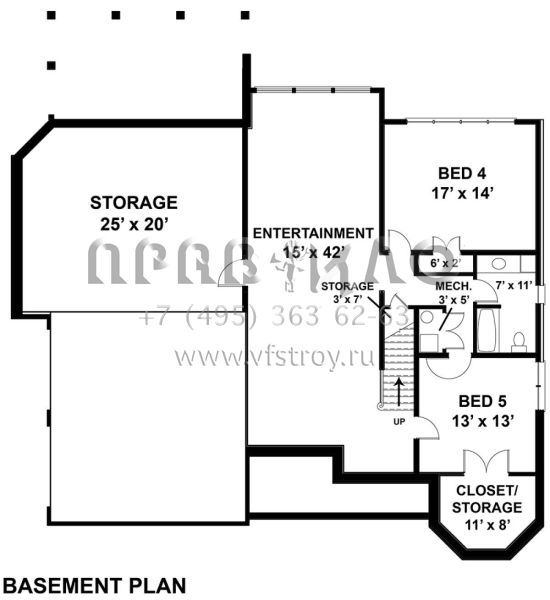 Проект двухэтажного дома с гаражом на две машины в стиле Ранчо S5-267 (4195-00026)